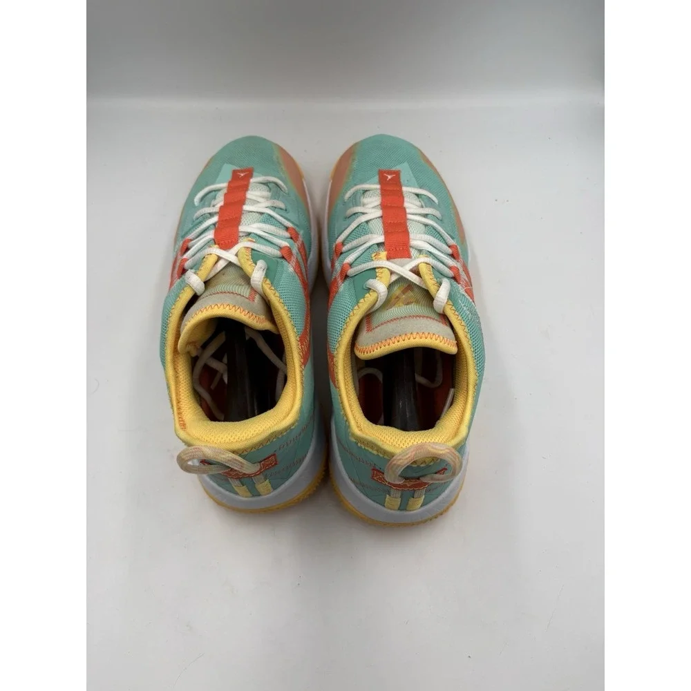 Jordan Men's Green Orange Yellow White Low Top Lace-Up Mesh Athletic Sneakers